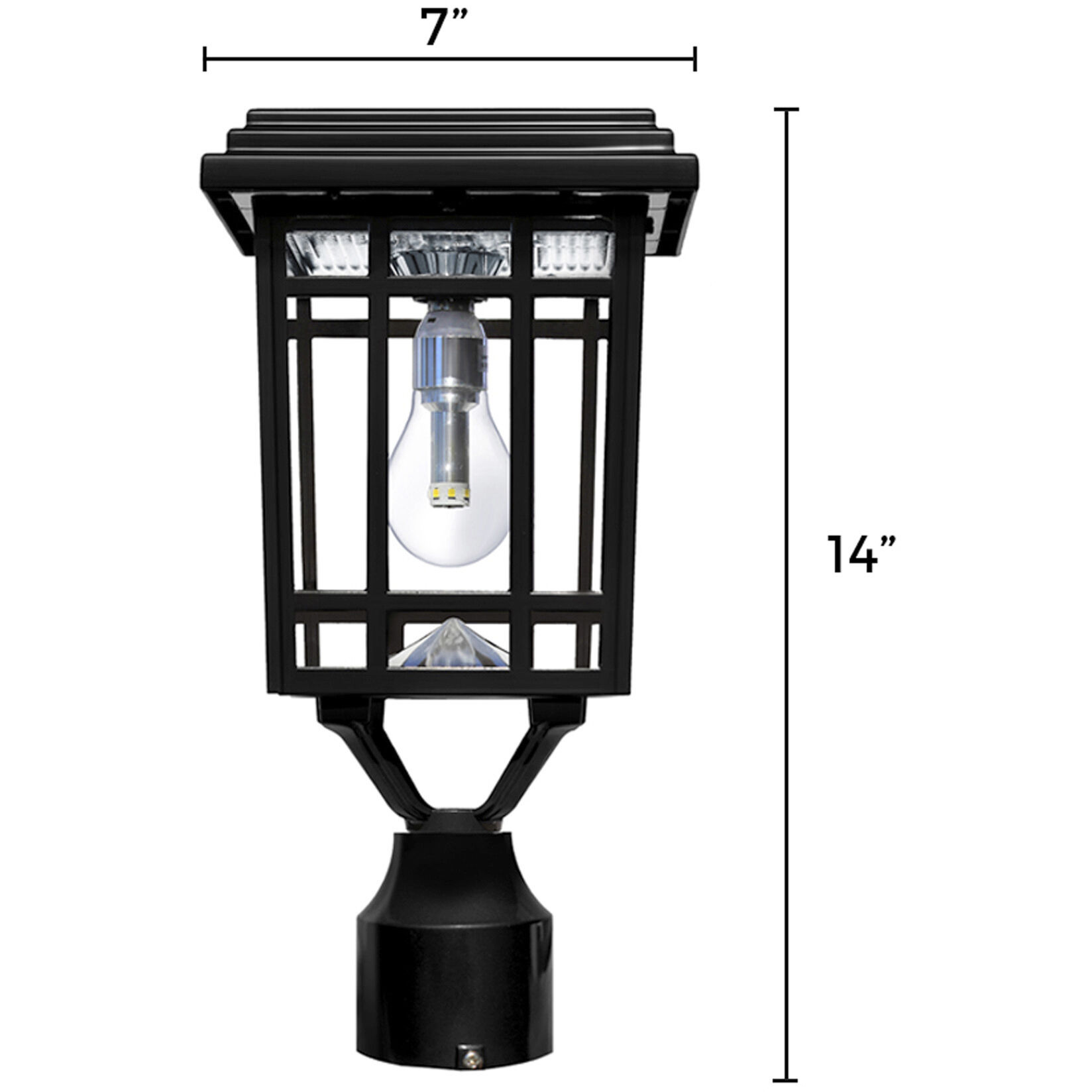 Prairie LED 14 inch Black Outdoor Post Light, Solar