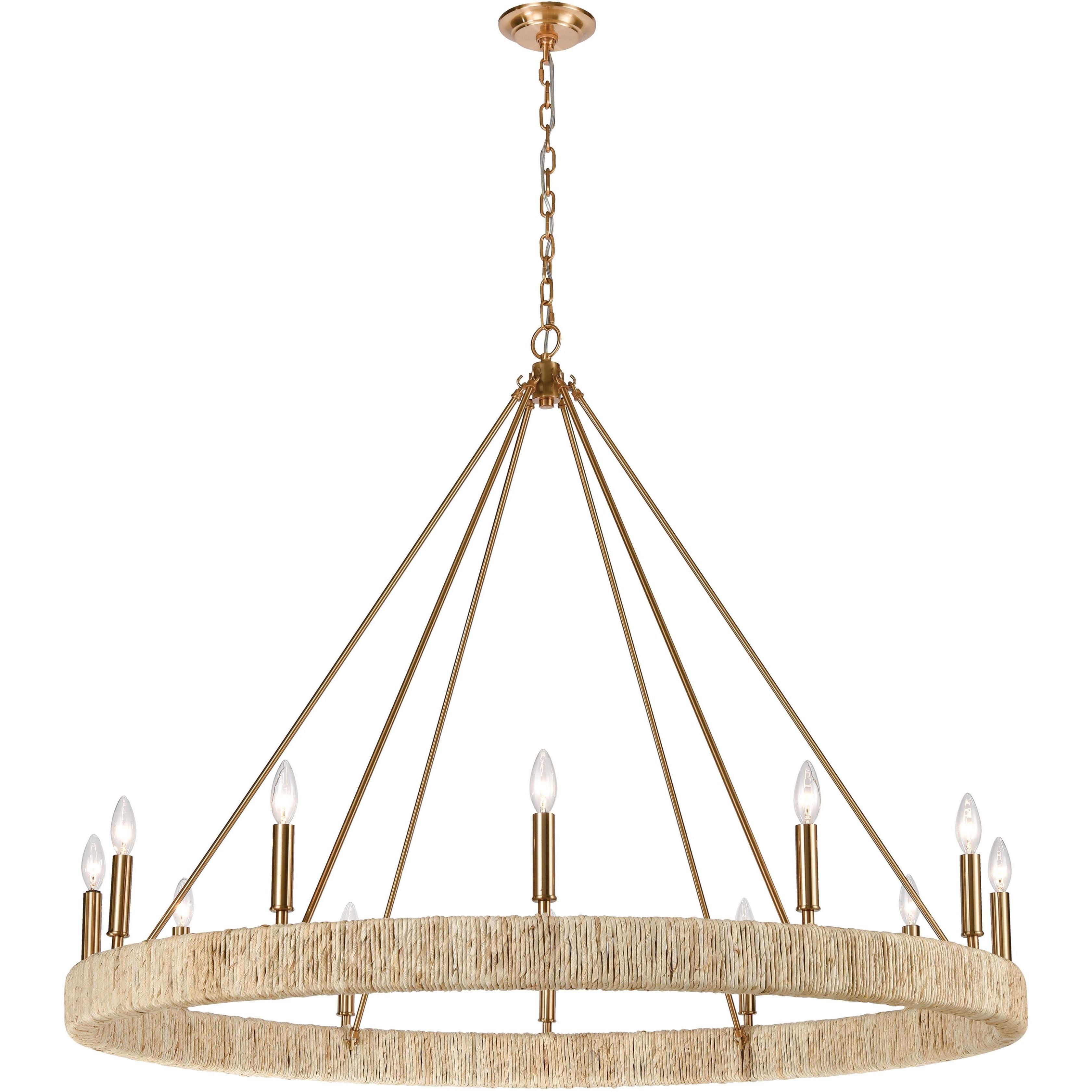 Abaca 12 Light 48 inch Satin Brass Chandelier Ceiling Light