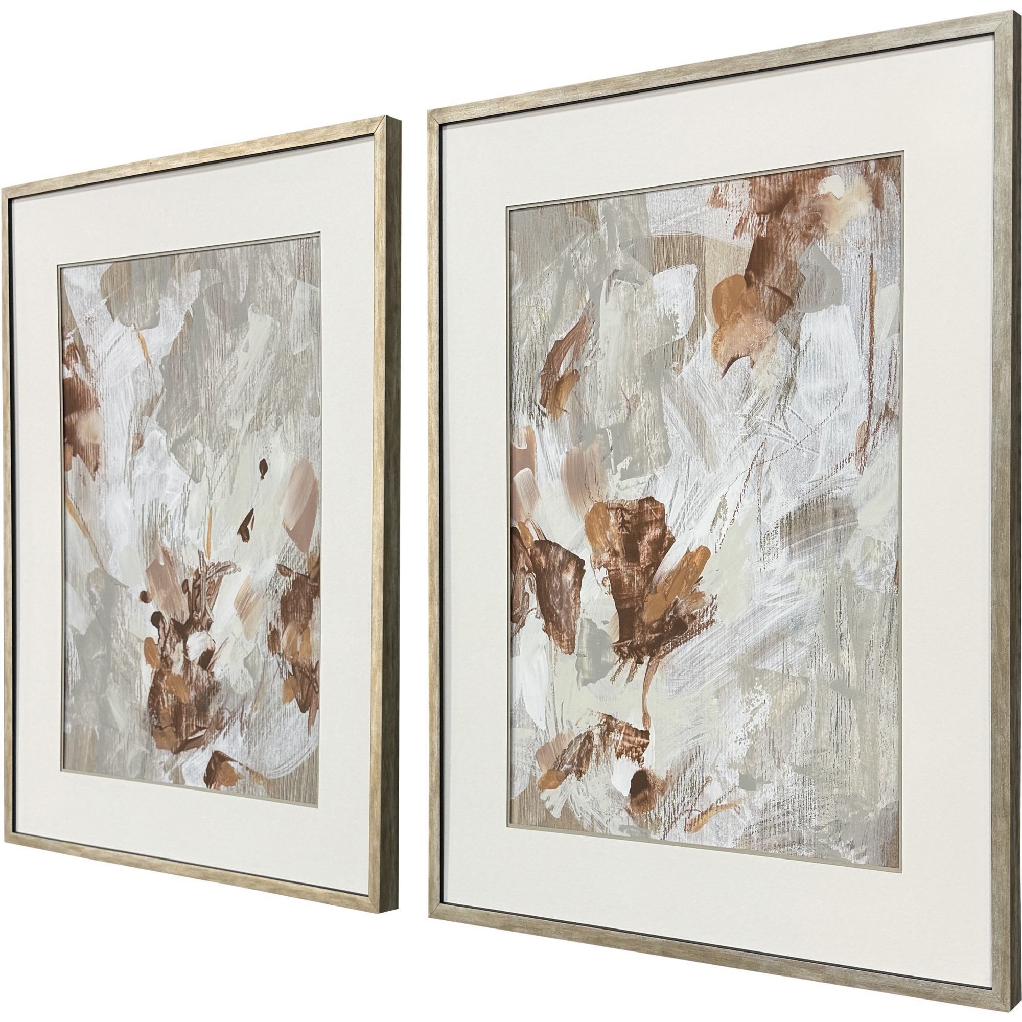 Cloudscrape White and Brown and Beige and Rust Framed Art