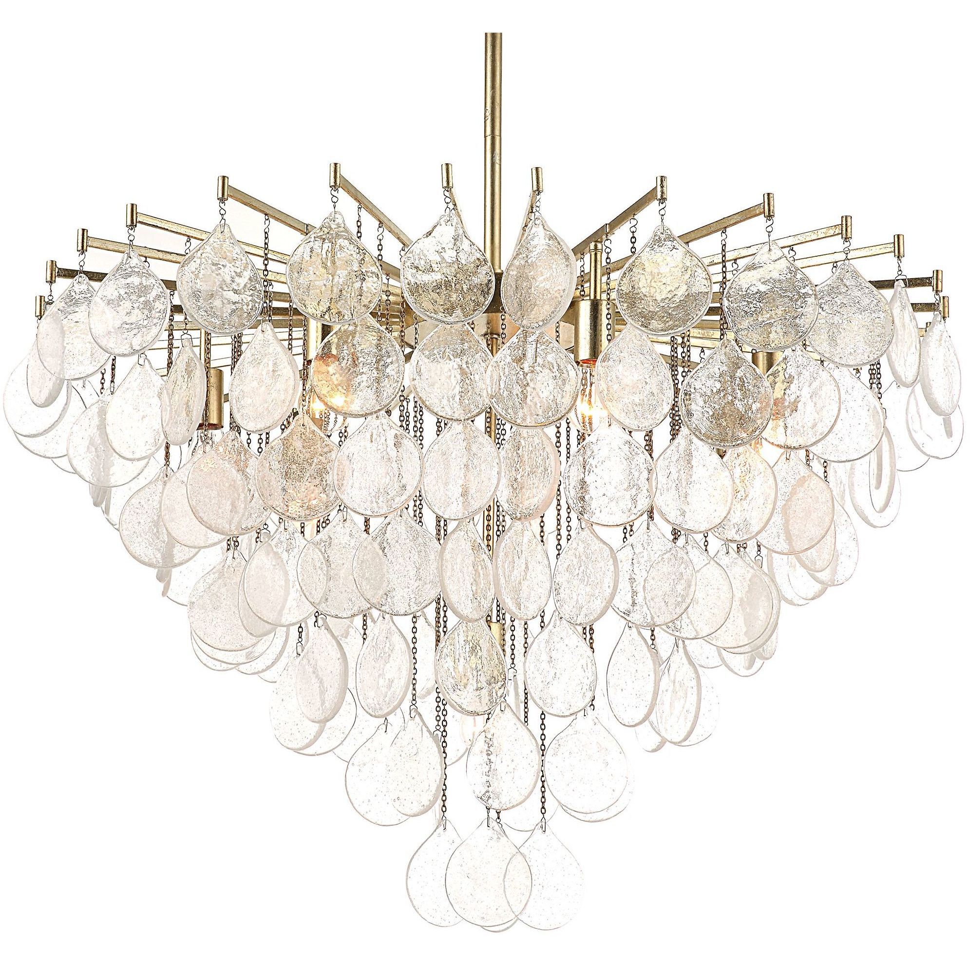 Goccia 8 Light 38 inch Antique Bright Silver Leaf Pendant Ceiling Light