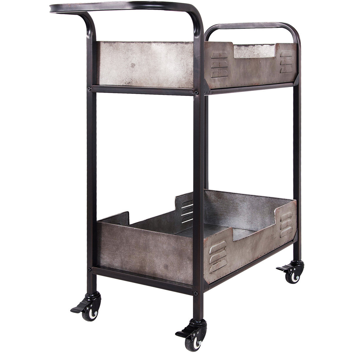 Varaluz Casa Black Weathered and Galvanized Bar Cart, Varaluz Casa