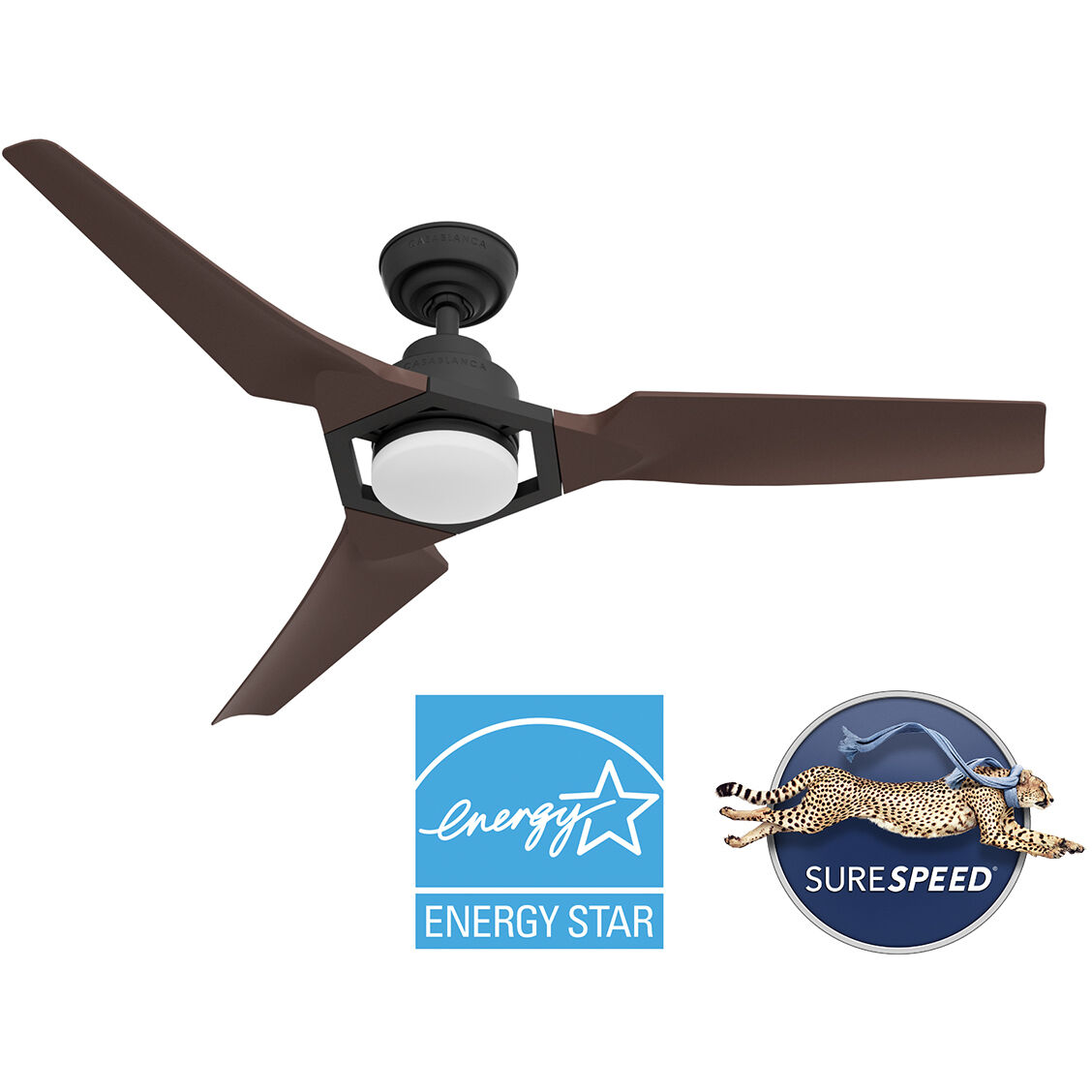 Eula 52 inch Matte Black with Chestnut Blades Outdoor Ceiling Fan