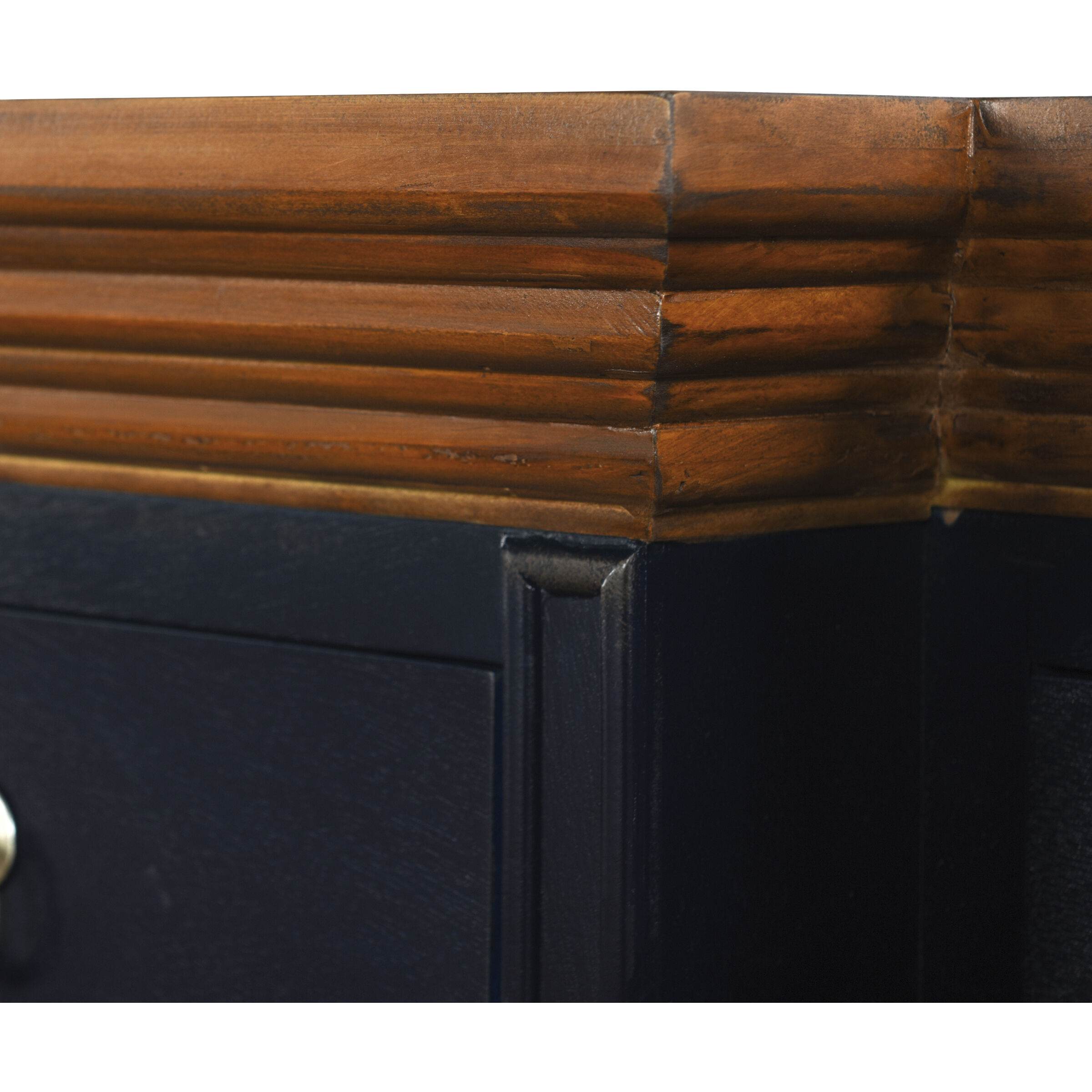 Cameron Dark Blue and Natural Wood Cabinet