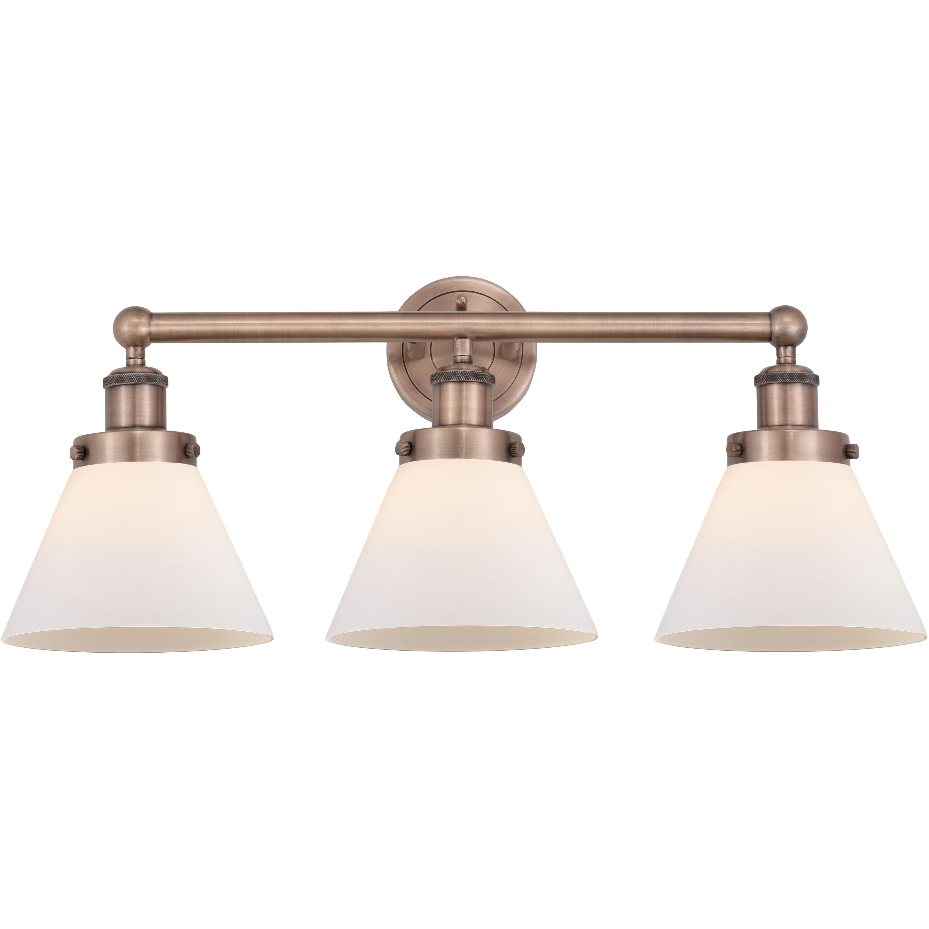 Cone 3 Light 25.75 inch Antique Copper Bath Vanity Light Wall Light in Matte White