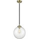 Nouveau Beacon 1 Light 10 inch Black Antique Brass Mini Pendant Ceiling Light in Incandescent, Seedy, Nouveau
