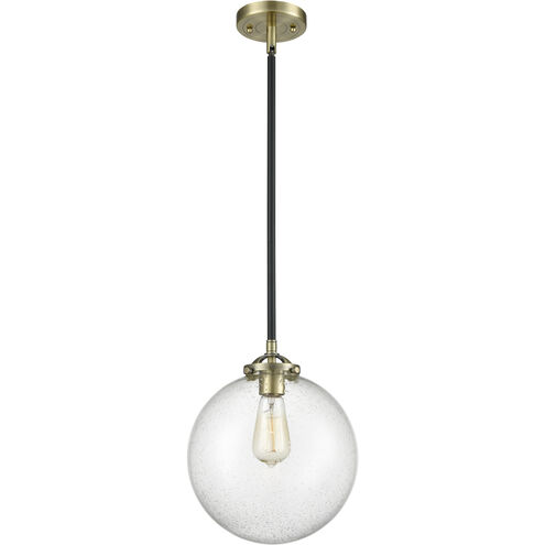 Nouveau Beacon 1 Light 10 inch Black Antique Brass Mini Pendant Ceiling Light in Incandescent, Seedy, Nouveau