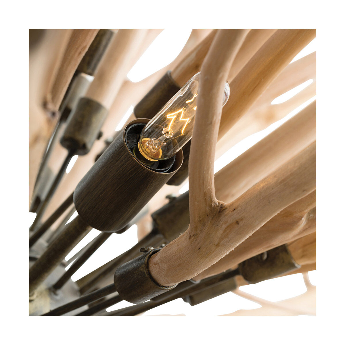 Finch 8 Light 43 inch Natural Wood/Natural Iron Chandelier Ceiling Light, Round