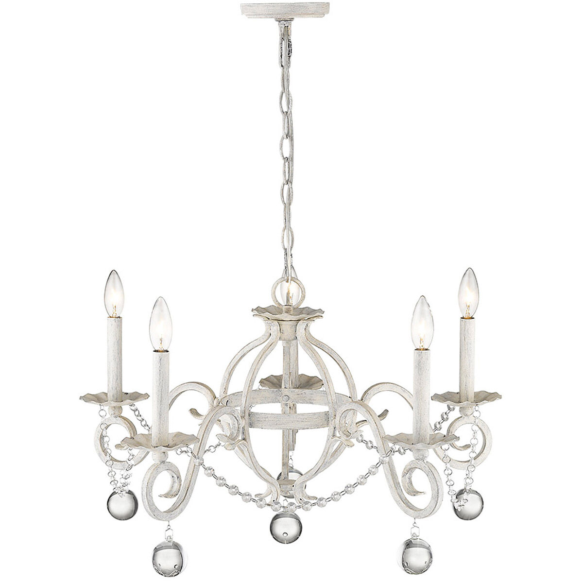 Callie 5 Light 26 inch Country White Chandelier Ceiling Light