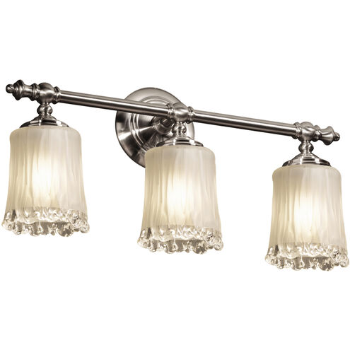 Veneto Luce 3 Light 22 inch Brushed Nickel Bath Bar Wall Light in White Frosted (Veneto Luce), Cylinder with Rippled Rim, Incandescent