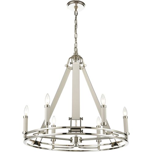 Bergamo 6 Light 29 inch Polished Nickel Chandelier Ceiling Light