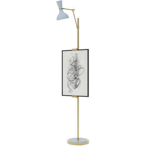 Clare 76 inch 60.00 watt Baby Blue with Modern Brass Floor Easel Portable Light