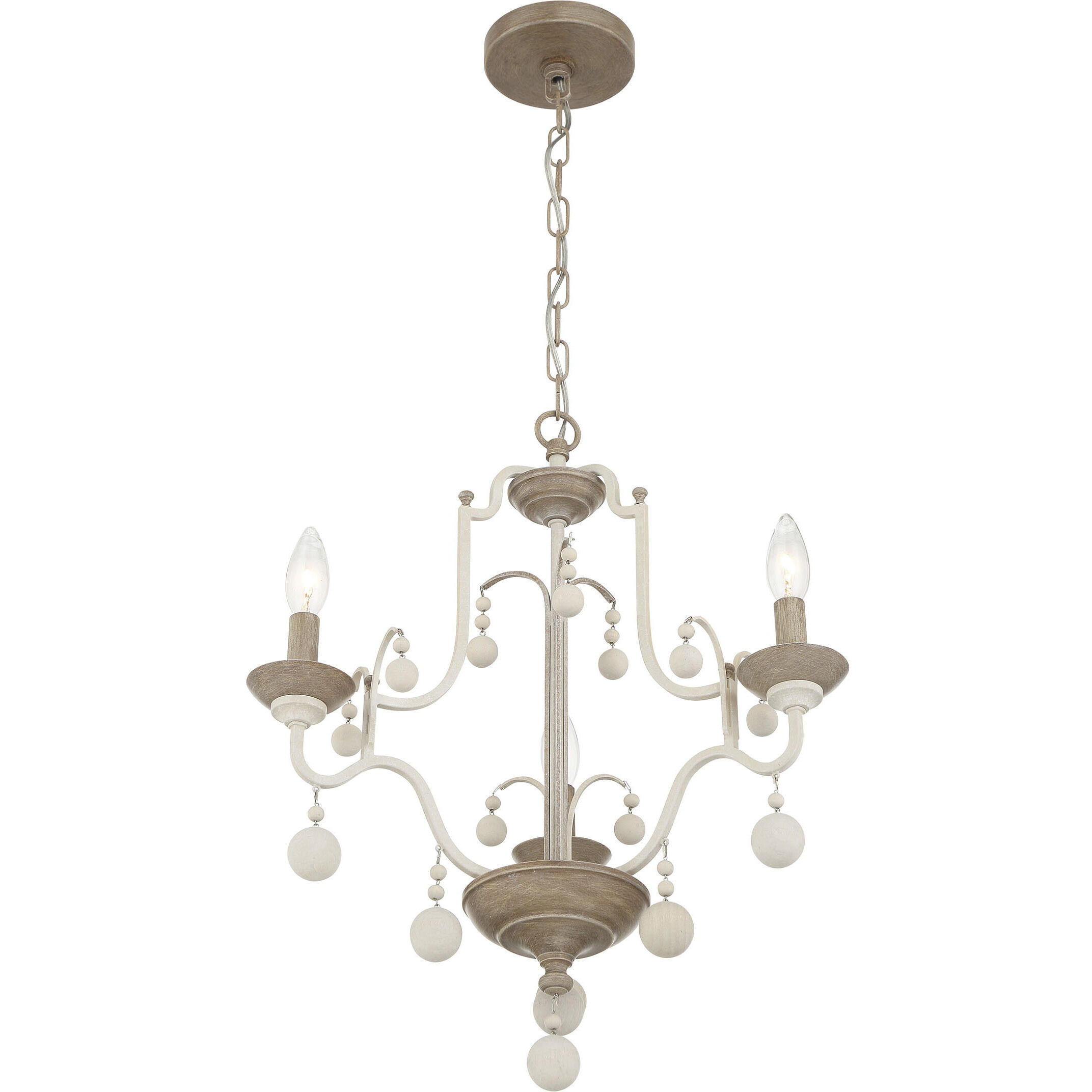 Colonial Charm 3 Light 18.75 inch White Wash and Sun Dried Clay Chandelier Ceiling Light
