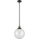 Franklin Restoration Beacon 1 Light 10 inch Black Antique Brass Mini Pendant Ceiling Light in Incandescent, Clear, Franklin Restoration