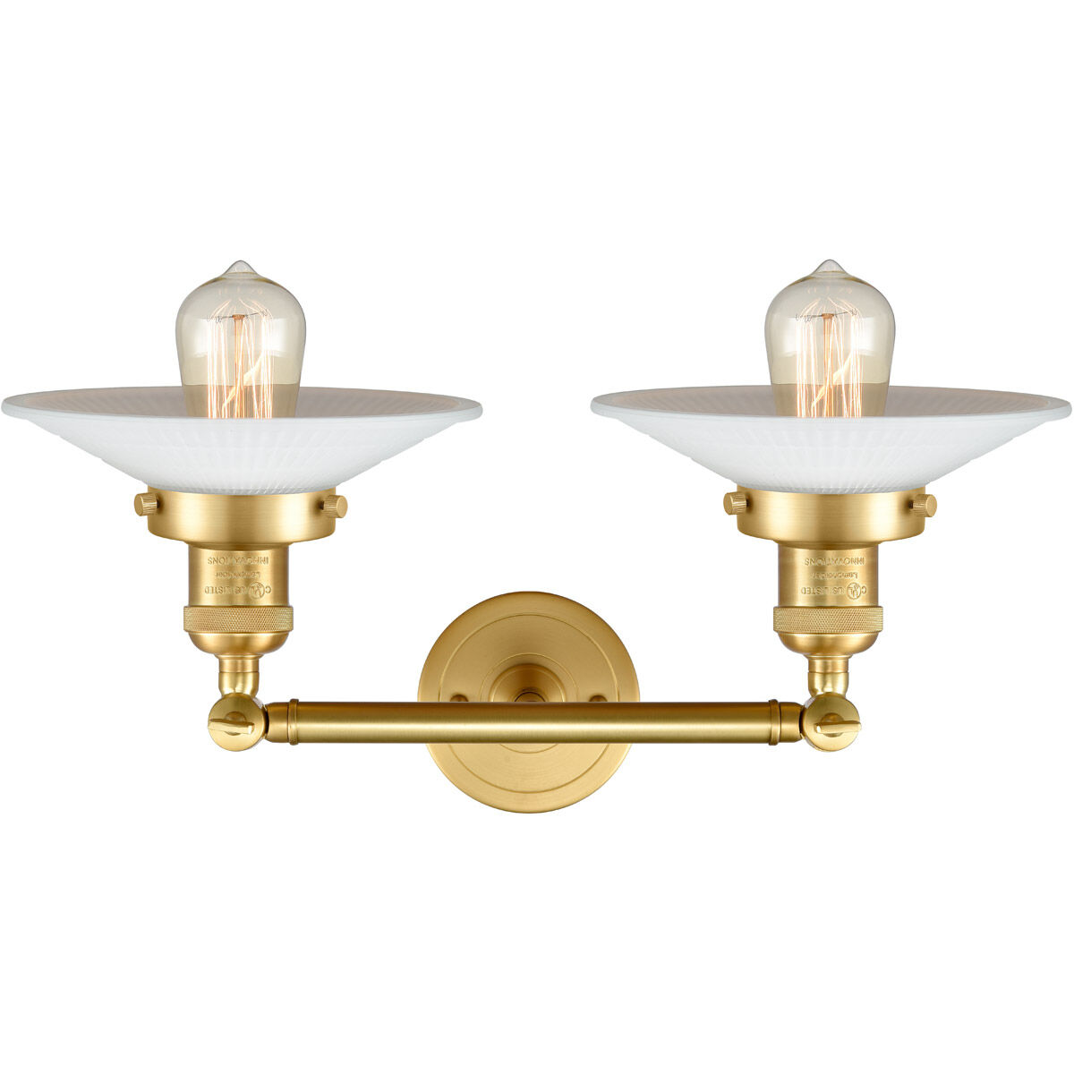 Franklin Restoration Halophane LED 18 inch Satin Gold Bath Vanity Light Wall Light in Matte White Halophane Glass, Franklin Restoration