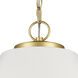 Vellus 3 Light 20.5 inch Matte White with Natural Antique Brass Pendant Ceiling Light in Matte White/Natural Antique Brass