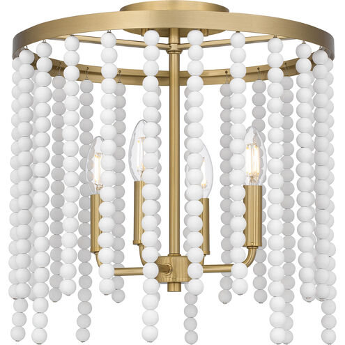 Apelle 4 Light 15.25 inch Aged Brass Semi-Flush Mount Ceiling Light, Medium