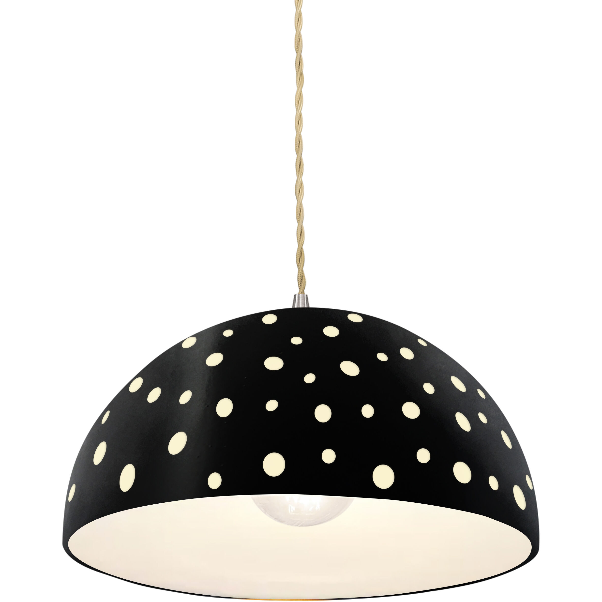 Perforated Dome Pendant Ceiling Light in Replaceable Bulb, Carbon Matte Black, Form+Finish+Function