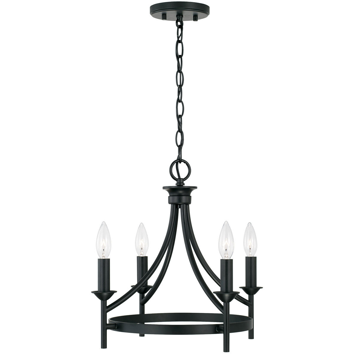 Peyton 4 Light 16 inch Matte Black Semi-Flush Mount Ceiling Light, Convertible Dual Mount