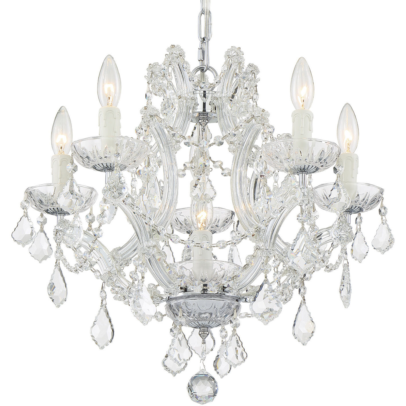 Maria Theresa 6 Light 20 inch Polished Chrome Chandelier Ceiling Light in Clear Hand Cut