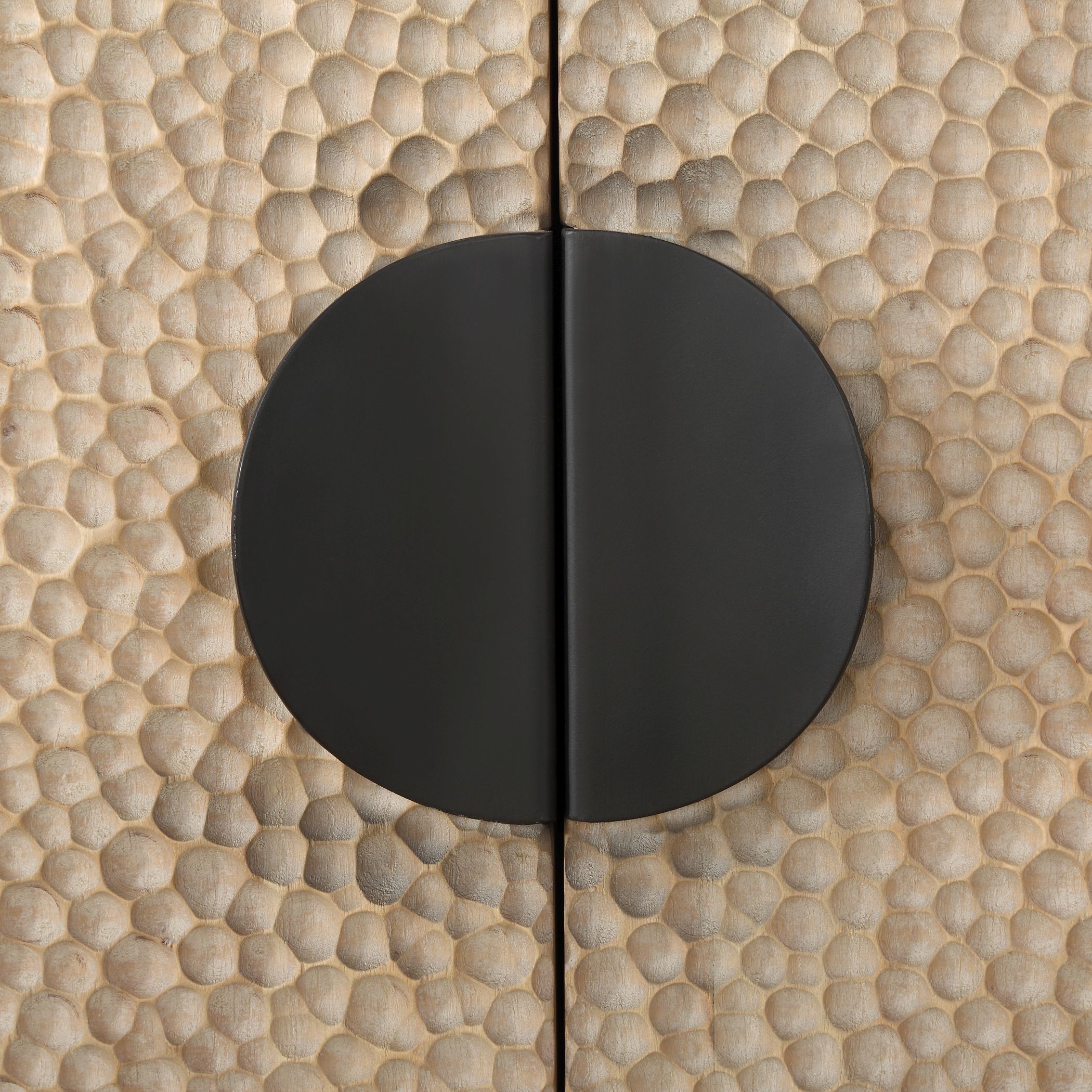 Lunar Elm Veneer and Black 4 Door Cabinet