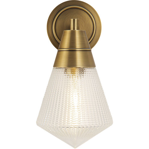 Willard 1 Light 6 inch Vintage Brass Bath Vanity Light Wall Light in Clear Prismatic Glass