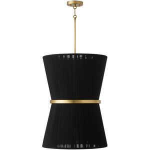 Cecilia 6 Light 20 inch Black Rope and Patinaed Brass Foyer Light Ceiling Light