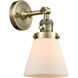 Franklin Restoration Small Cone 1 Light 6 inch Antique Brass Sconce Wall Light in Matte White Glass, Franklin Restoration