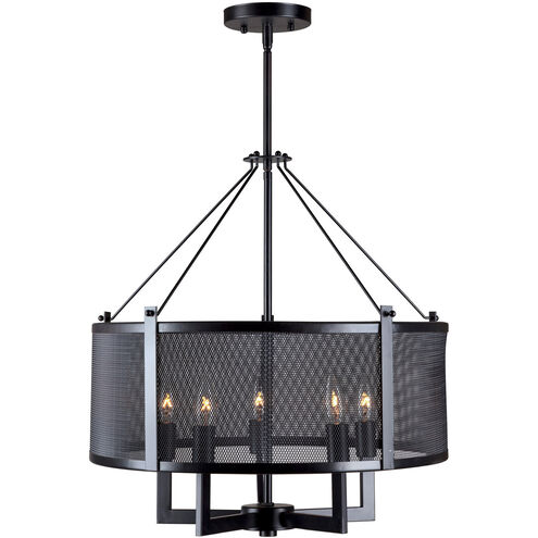 Foley 5 Light 20 inch Black Mesh Drum Shade Pendant Ceiling Light