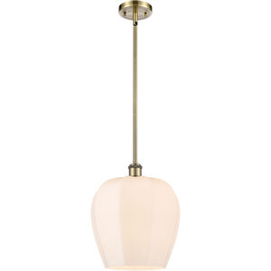 Ballston Norfolk 1 Light 12 inch Antique Brass Mini Pendant Ceiling Light in Matte White Glass