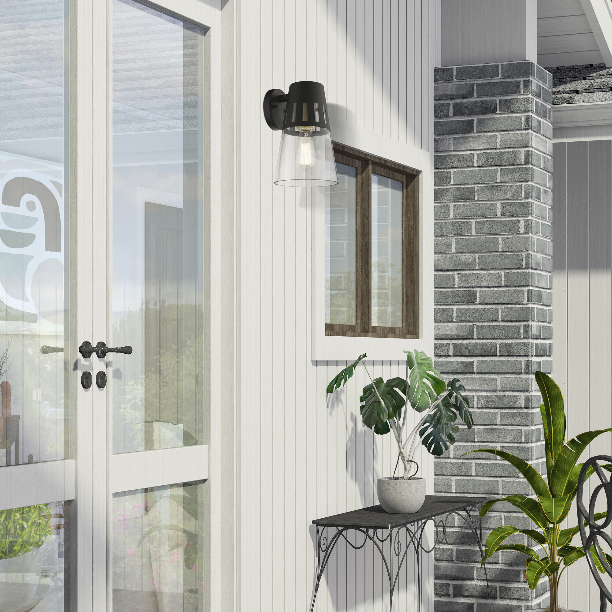 Covington 1 Light 11 inch Black with Soft Gold Finish Accents Outdoor Wall Lantern, Medium