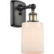 Ballston Hadley LED 4.5 inch Black Antique Brass Sconce Wall Light in Matte White Glass, Ballston