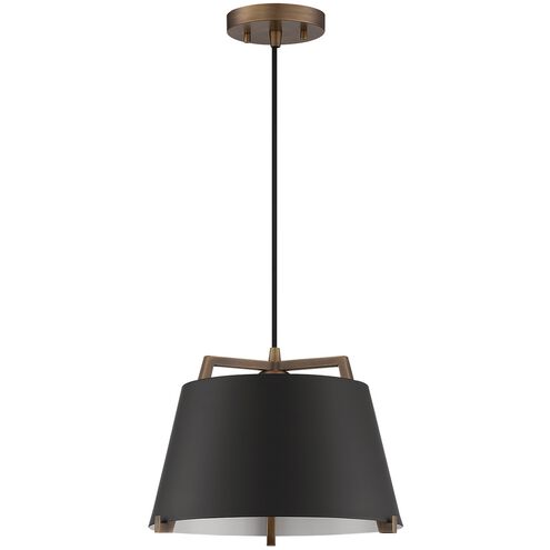 Sky 1 Light 12.4 inch Black and Brass Pendant Ceiling Light