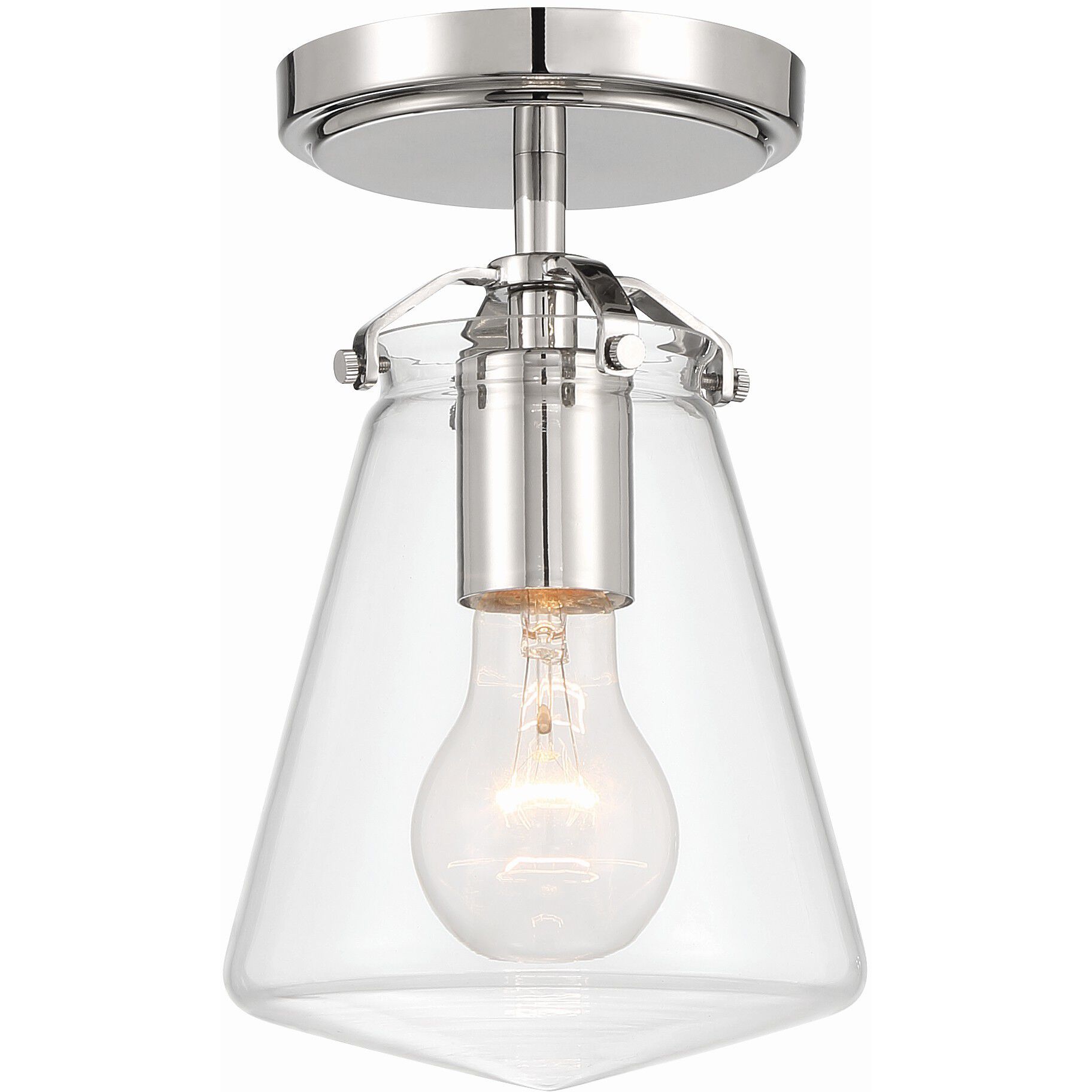 Voss 1 Light 5.75 inch Polished Nickel Semi Flush Ceiling Light