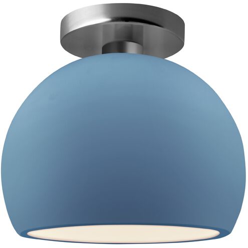 Radiance 1 Light 7 inch Sky Blue and Brushed Nickel Semi Flush Ceiling Light