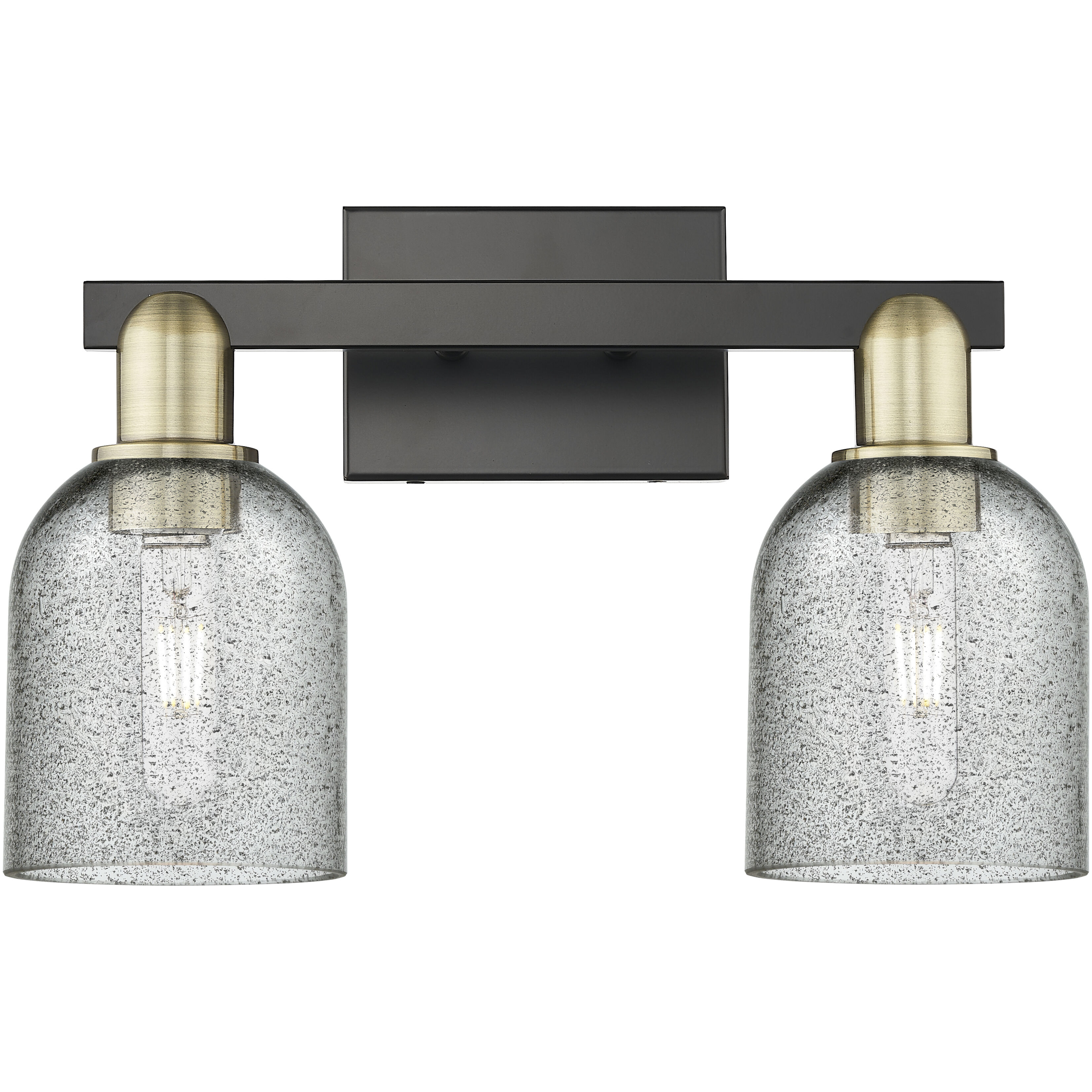 Arcadia Caledonia 2 Light 16 inch Black Antique Brass Bath Vanity Light Wall Light in Charcoal