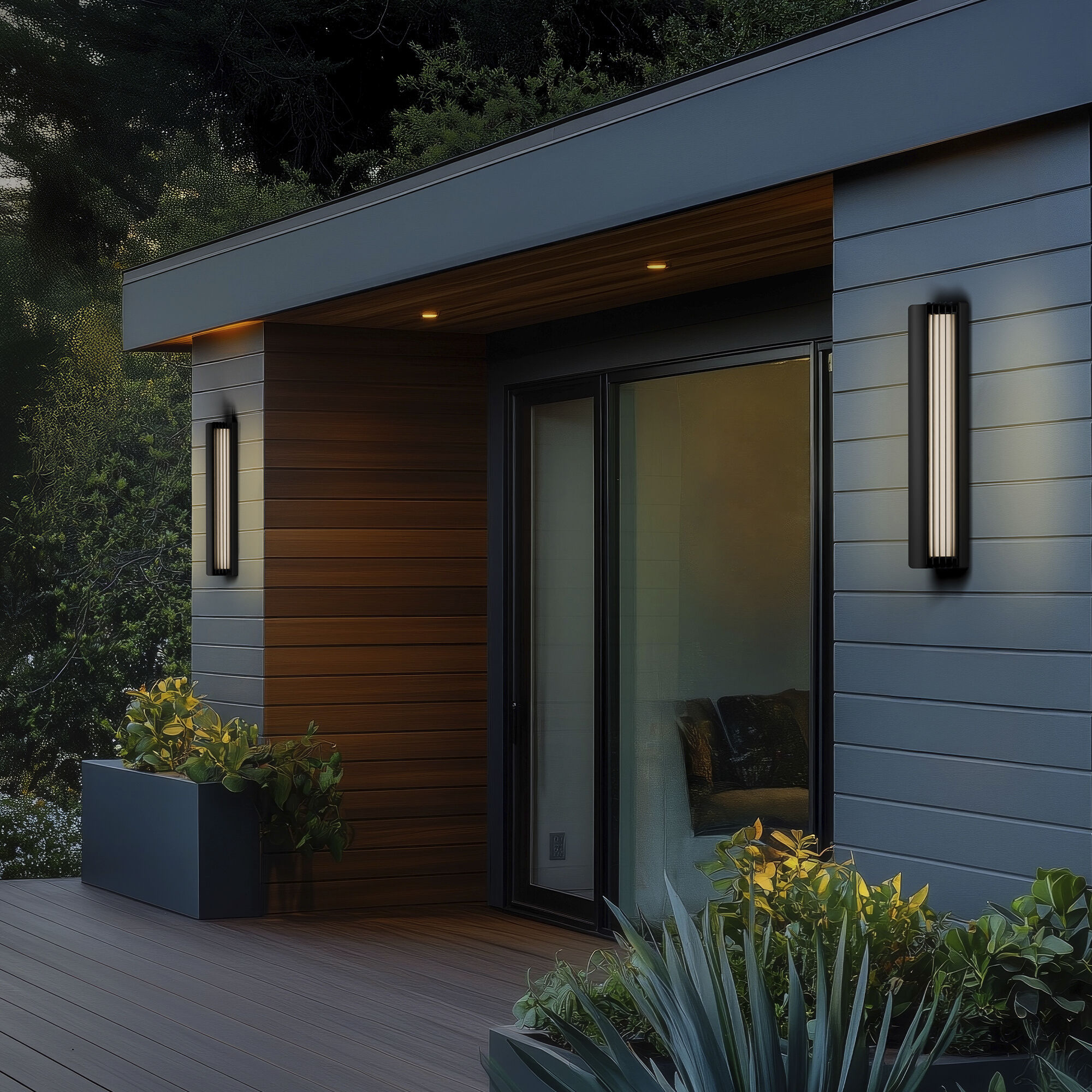 Kane LED 24 inch Black Outdoor Wall Lighting in 2700K