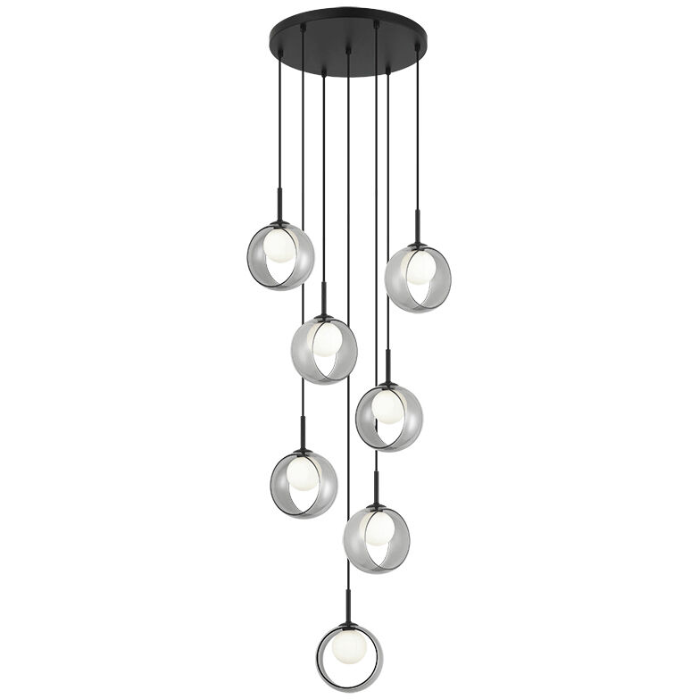 Delcia LED 20.13 inch Black Pendant Ceiling Light in Black and Smoke