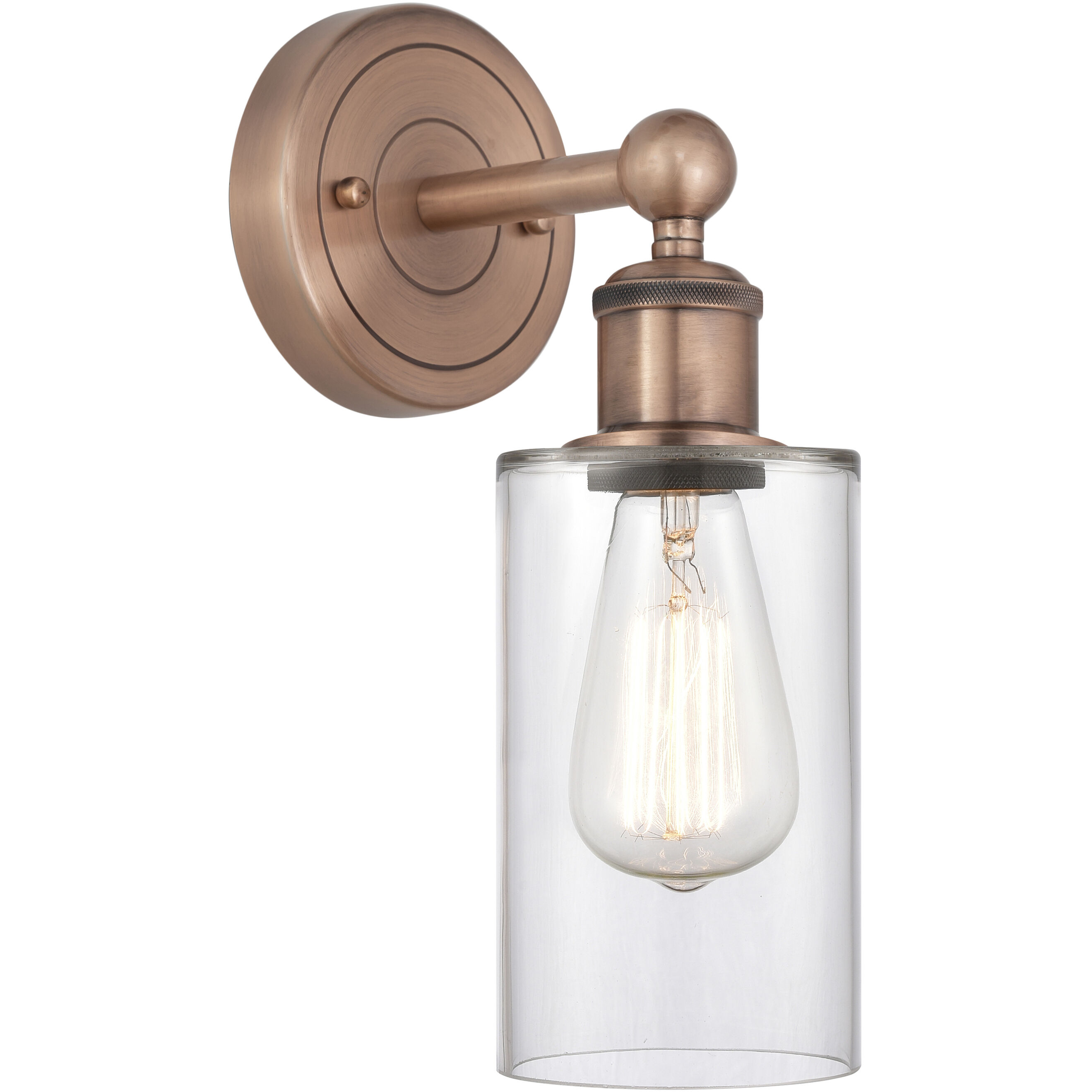 Clymer Sconce Wall Light in Antique Copper, Clear