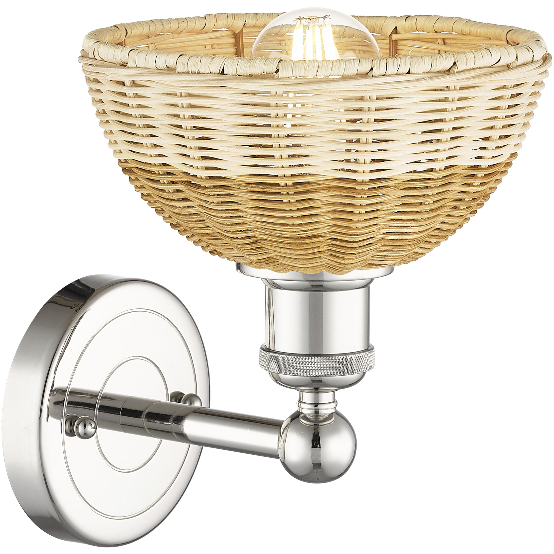 Edison Bristol Natural II Armed Sconce Wall Light in Polished Nickel