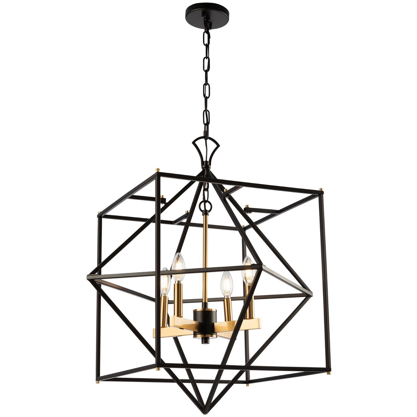 Roxton LED 25 inch Matte Black and Harvest Brass Chandelier Ceiling Light