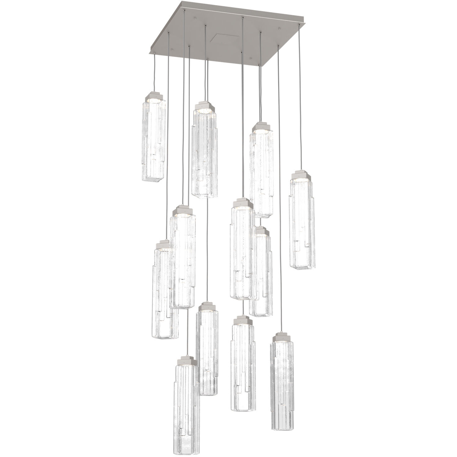 Ledgestone LED Beige Silver Chandelier Ceiling Light, Square Multi-Port