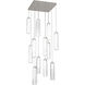 Ledgestone LED Beige Silver Chandelier Ceiling Light, Square Multi-Port