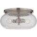 Neighborhood Serene 2 Light 15 inch Brushed Polished Nickel Flushmount Ceiling Light in Clear Seeded, Neighborhood Collection