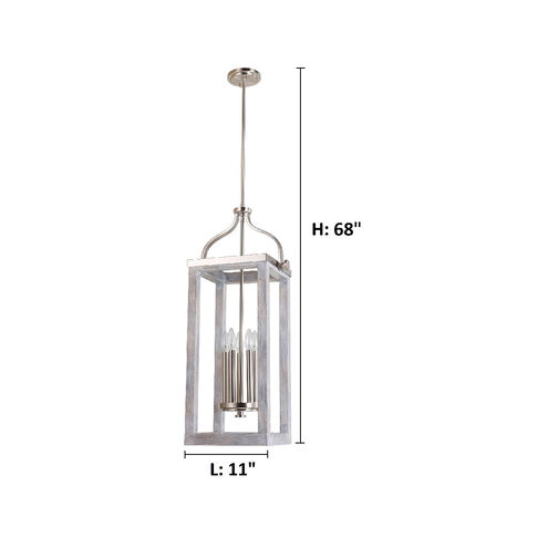 Montrose 5 Light 11 inch Acacia Wood and Brushed Nickel Foyer Pendant Ceiling Light