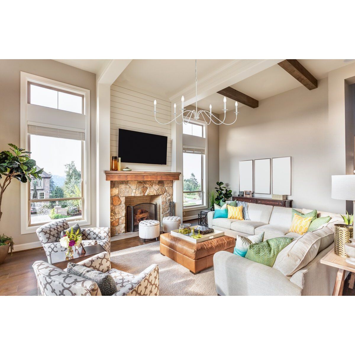 Rohan 6 Light 48 inch White Chandelier Ceiling Light