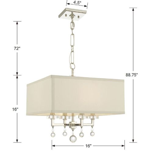 Paxton 4 Light 16 inch Polished Nickel Semi Flush Ceiling Light, Convertible