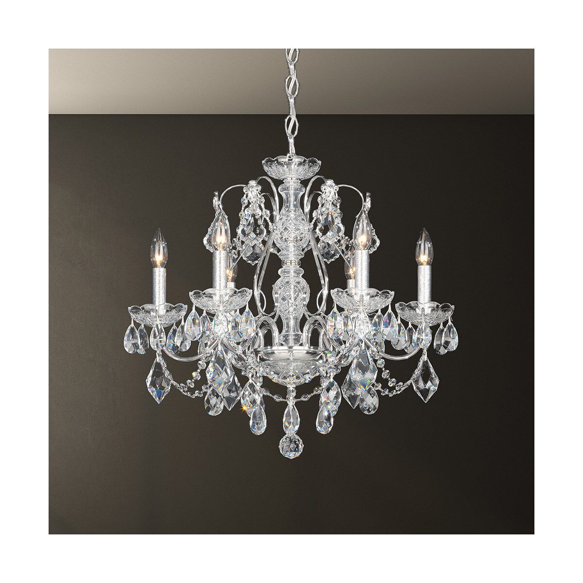 Century 6 Light 21 inch Polished Silver Chandelier Ceiling Light