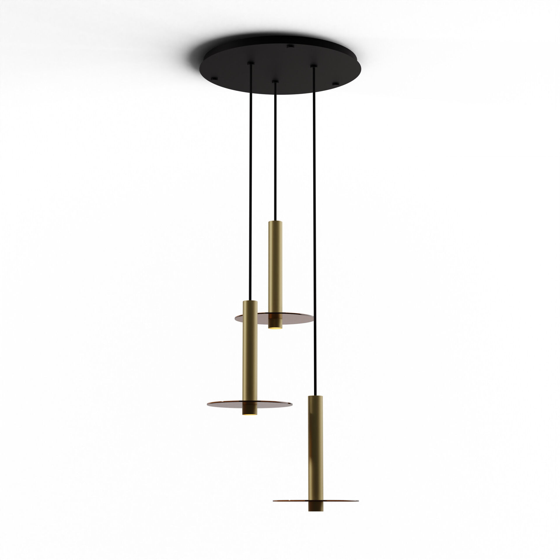 Combi LED 18 inch Brass Pendant Ceiling Light in Tea Brown Glass, Suspension / Flush Mount 2-in-1