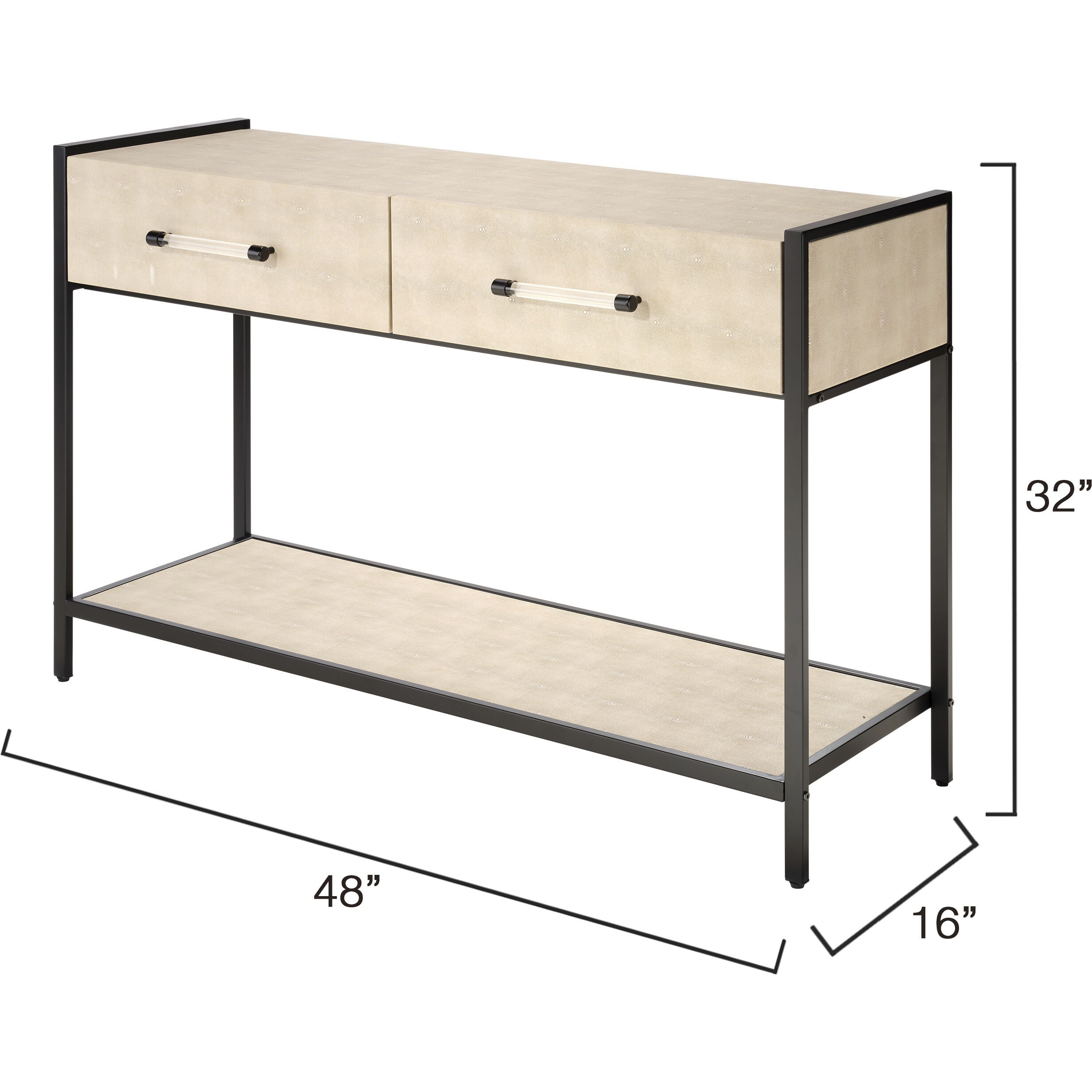 Cassius 48 inch Taupe Shagreen and Black Metal Console Table