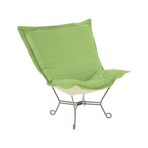 Puff Titanium Frame with Linen Slub Grass Scroll Chair with Cover